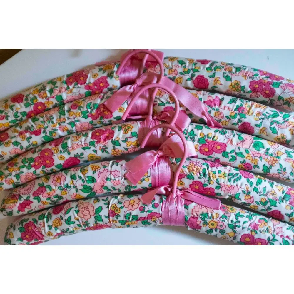 Cloth Covered Floral Hangers | Vintage Set of 5